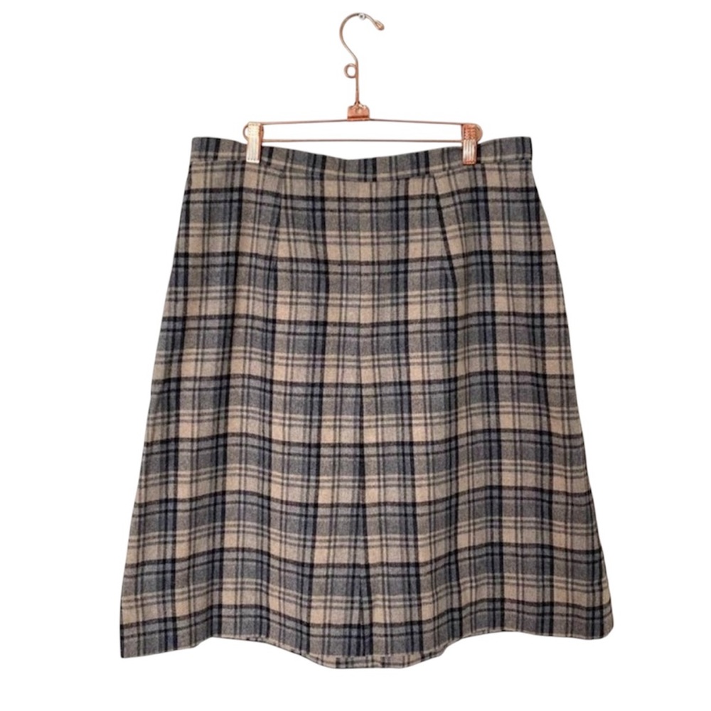 Vintage Mod Handmade Wool Plaid Skirt